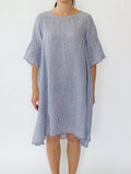Frayed Edge Dress- Navy Stripe
