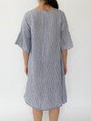 Frayed Edge Dress- Navy Stripe