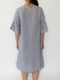 Frayed Edge Dress- Navy Stripe