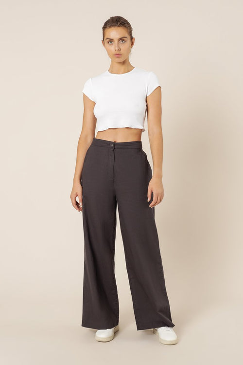 Kora Wide Leg Pant- Coal