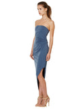Delphine Strapless Dress- Steele Blue