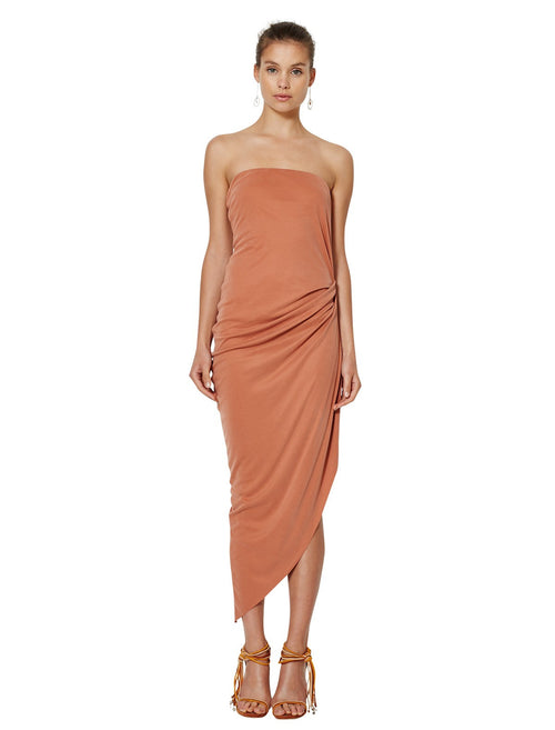 Delphine Strapless Dress- Terracotta