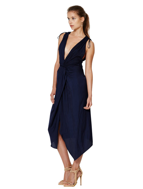 Blue Haze Plunge Dress-Ink