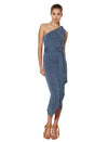 Delphine Asymmetrical Dress- Steele Blue