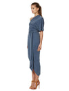 Delphine Asymmetrical Dress- Steele Blue