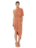 Delphine Asymmetrical Dress- Terracotta