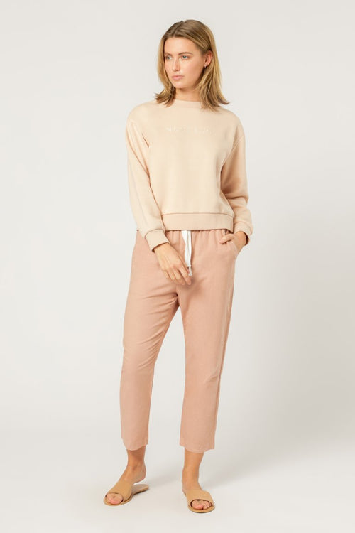 Nude Lucy Embr Slogan Sweat Blush