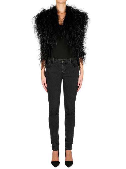 In Full Plume Vest- Black
