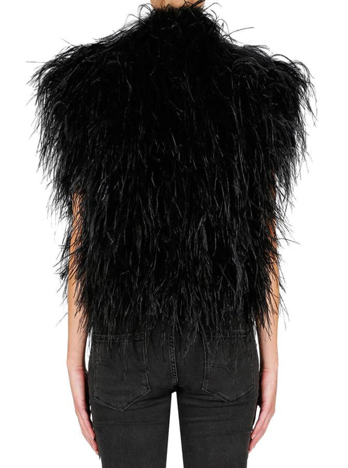 In Full Plume Vest- Black