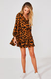 Kahlo Dress- Rust Leopard