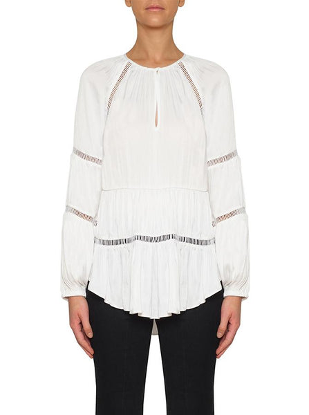 De Chine Wide Sleeve Blouse- White