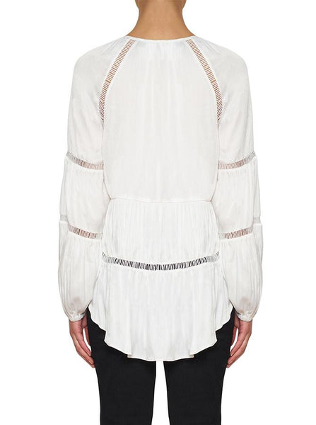 De Chine Wide Sleeve Blouse- White
