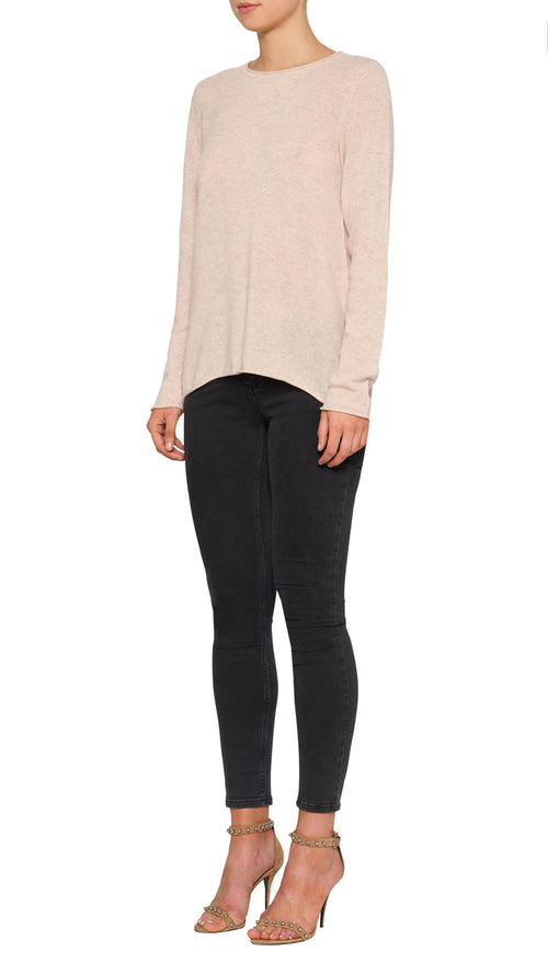 Superluxe Self Roll Crew Neck- Soft Rose