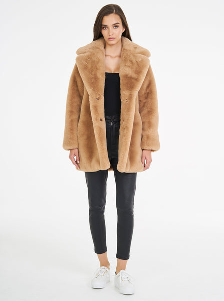 Teddy Luxe Long Jacket- Camel