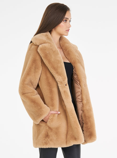 Teddy Luxe Long Jacket- Camel