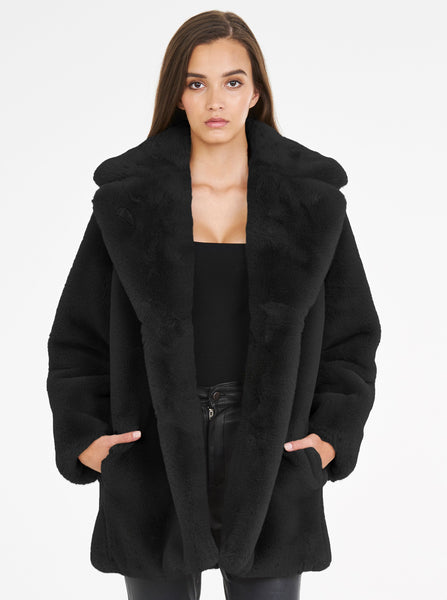 Teddy Luxe Long Jacket- Black