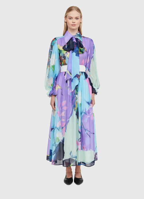 Illusory Silk Midi Dress - Phantom