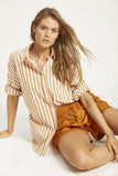 Chiara Shirt Stripes - Off White/ Tobacco