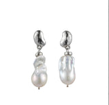 Lila Baroque Pearl Earrings- Silver