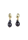 Lila Baroque Pearl Earrings- Black/Gold