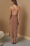 Maddison V Midi Dress- Milk Chocolate