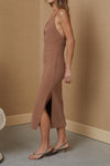 Maddison V Midi Dress- Milk Chocolate