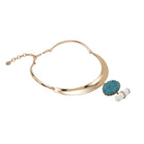 Midnight Dahlia Collar Necklace- White Howlite/ Gold