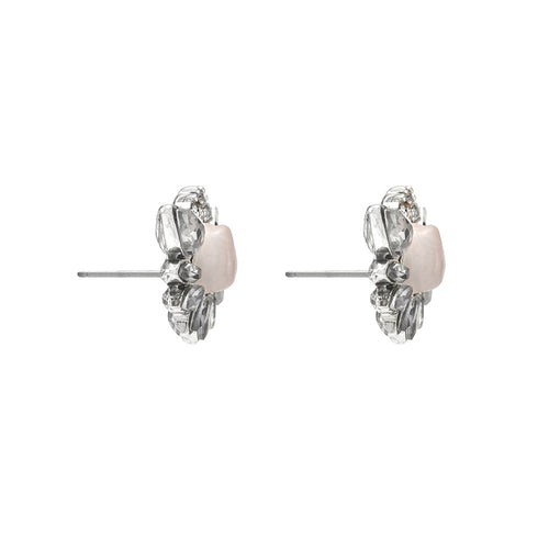 Midnight Dahlia Stud Earrigs- Rose Quartz