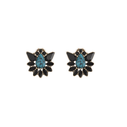 Midnight Dahlia Stud Earrings- Turquoise