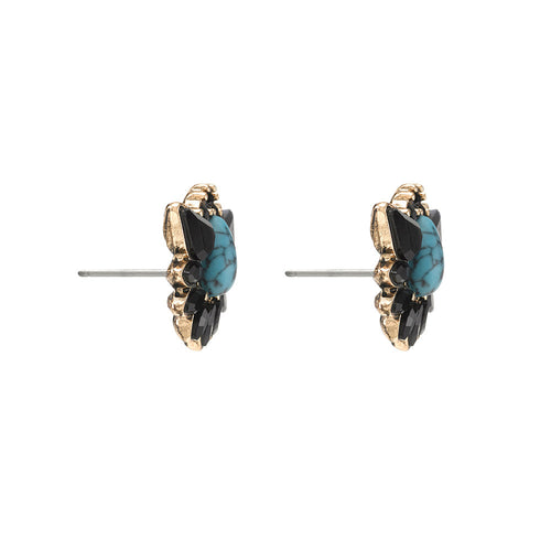 Midnight Dahlia Stud Earrings- Turquoise