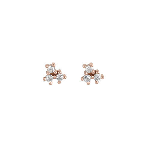 Midnight Hummingbird Crystal Stud Earrings- Rose Gold
