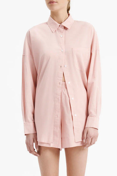 Naya Washed Cotton Shirt- Guava