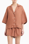 Lounge Linen Shirt- Terracotta