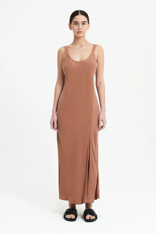 Harlow Cupro Slip Dress- Terracotta