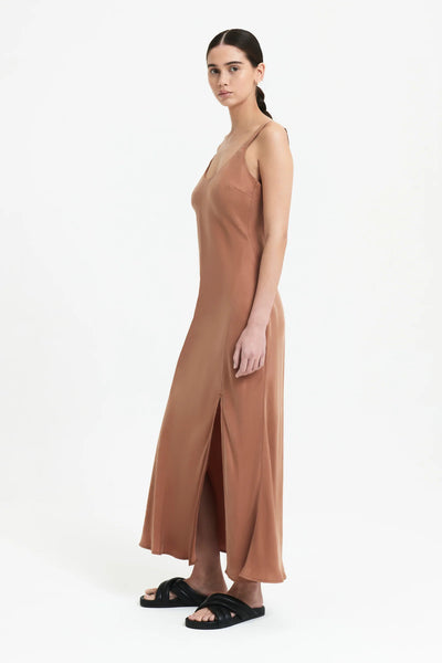 Harlow Cupro Slip Dress- Terracotta