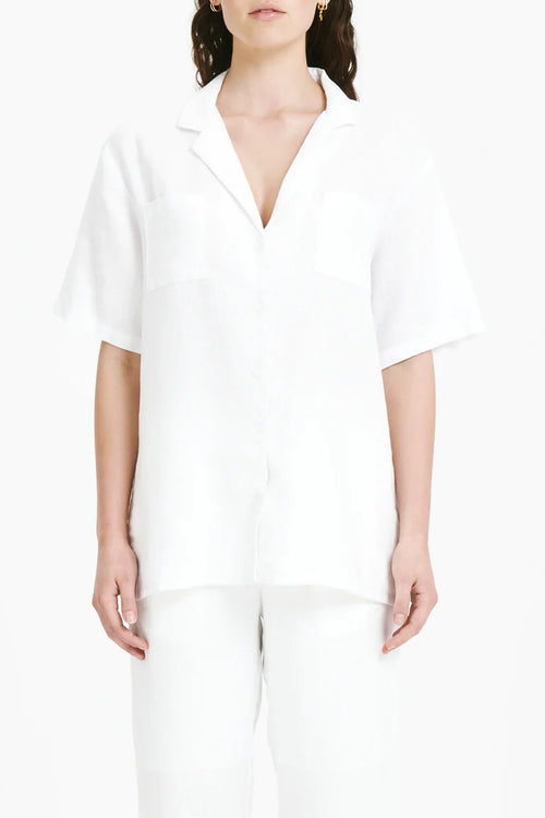 Rynn Linen Resort Shirt- White