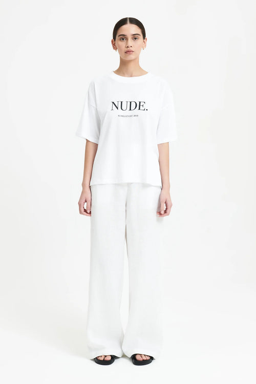 Nude. Washed Tee- White