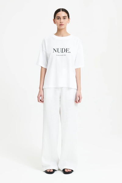 Nude. Washed Tee- White