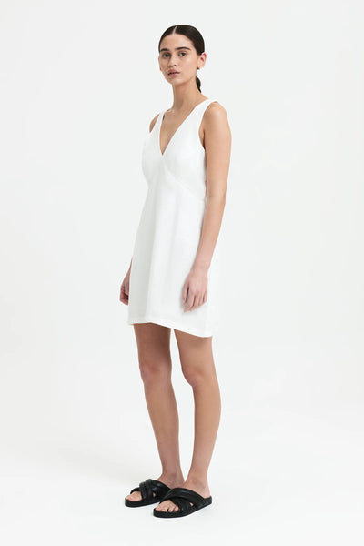Sima Linen Mini Dress White