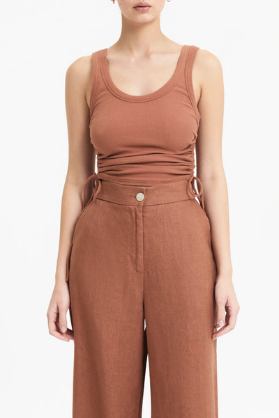 Mika Drawstring Tank- Terracotta