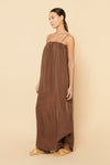 Tia Cupro Maxi Dress- Chocolate