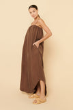 Tia Cupro Maxi Dress- Chocolate