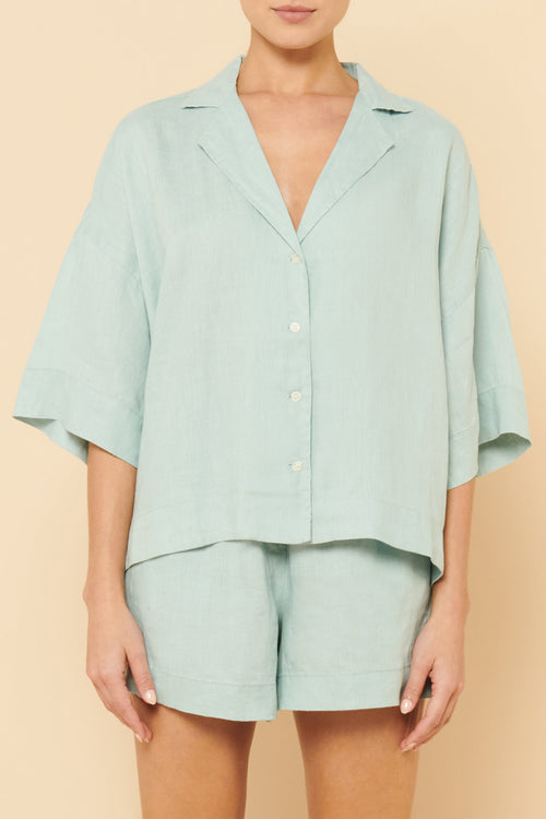 Lounge Linen Shirt- Lagoon