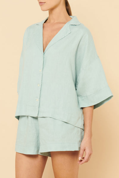 Lounge Linen Shirt- Lagoon