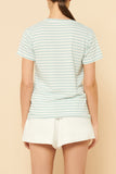 Harper Organic Crew Neck Tee- Lagoon Stripe