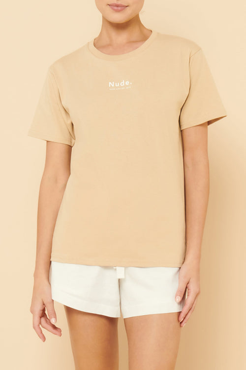 Nude. Organic Heritage Tee- Latte