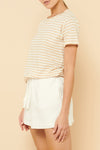 Harper Organic Crew Neck Tee- Latte Stripe