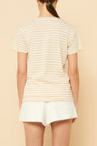 Harper Organic Crew Neck Tee- Latte Stripe