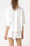 Nude Linen Lounge Shirt- White