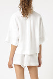 Nude Linen Lounge Shirt- White